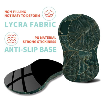 Ergonomic Mouse Pad Wrist Support with Memory Foam Massage Bulge, Carpal Tunnel Pain Relief Mousepad Wrist Rest for Mouse(12x8 inch, Leaves) - color: Kg012-leaves