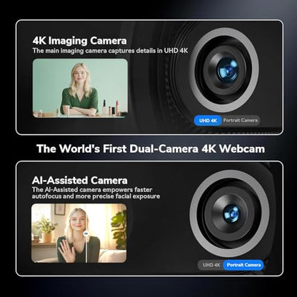 EMEET Piko+ (Piko Plus), World’s 1st Dual-Camera AI-Powered 4K Webcam, 1/2.55'' Sony Sensor, 3 Mics&3 Sound Modes, Panda Magnetic Privacy Cover, USB C-C&C-A, Ideal for Livestreamers - style: Piko Plus w/ Panda Privacy Cover