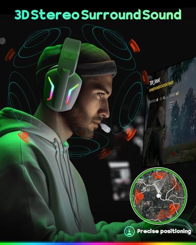 WESEARY Wireless Gaming Headset with Mic for Ps5, Ps4, PC| 3D Spatial Audio | 20ms Ultra-Low Latency, 2.4GHz Bluetooth 5.4 Gaming Headphones, 1200mAH Battery Life for FPS Gamers, White - color: White