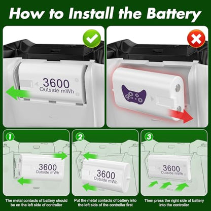 4 Pack Rechargeable Battery Pack Compatible with Xbox Series S/X,Charger Dock with 4 x 3600mWh NiMH Controller Battery Pack for Xbox One Wireless Controller - color: Purple