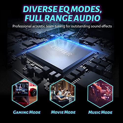 Edifier G2000 32W PC Gaming Computer Speakers for Laptop Mac Desktop Computer Woofer Speakers Bluetooth USB 3.5mm AUX Inputs RGB Lights Multimedia Speakers Black - color: Black