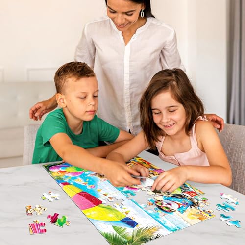 Puzzles for Kids Ages 4-8 6-8 8-10 Year Old and Seniors - Funny Cats Puzzle Beach Kitten Jigsaw Puzzles, 100 Piece Puzzle for Toddler Children Learning Educational Puzzles Toys for Boys and Girls - size: Cats Puzzles