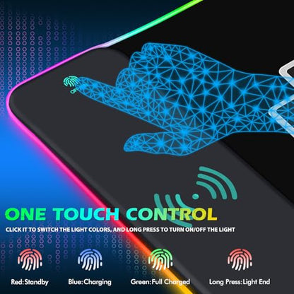 ToLuLu RGB Wireless Charging Gaming Mouse Pad, 7.5/10/15W LED Mouse Pad | Computer Keyboard Mat 10 Light Modes Mousepad, 800x300x4MM Extended Large Big Desk Pad Desk Mat, Game Console Buttons Black - color: Game Console Buttons Black
