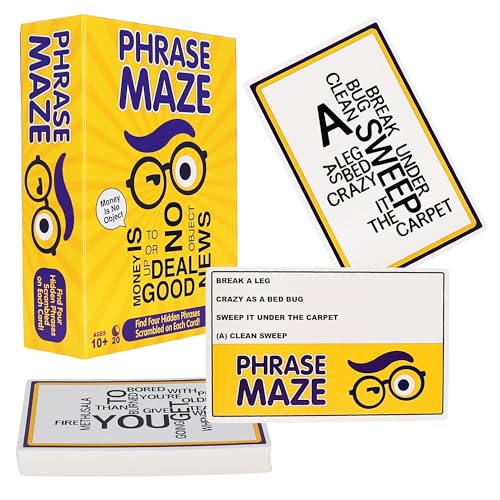 Phrase Maze Word Puzzle Party Card Game for Teens and Families Ages 10+ Hidden Phrase Pattern Recognition Brain Teaser for 2-6 Players - Adult Games
