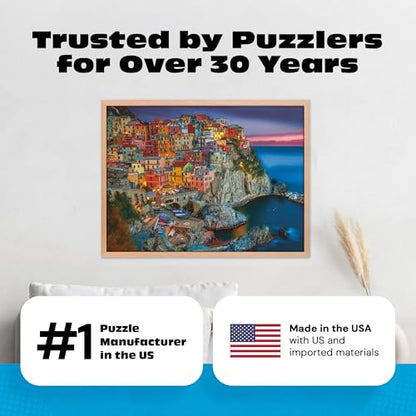 Buffalo Games Peter Stewart, Cinque Terre, 1000 Piece Adult Jigsaw Puzzle | Cinque Terre Seaside Scene, Poster Included, Precision-Cut Pieces, Made in USA, Thicker Board