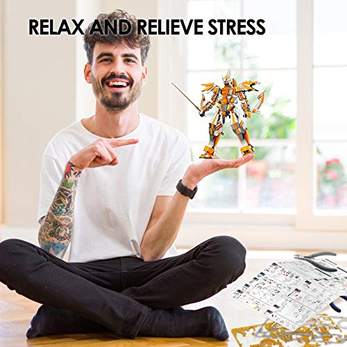Piececool 3D Puzzles for Adults Metal Mecha Figure Model Kits-Crescent Blade Armor, Building Kit for Teens Great Birthday Gifts, 285 Pcs - color: Crescent Blades