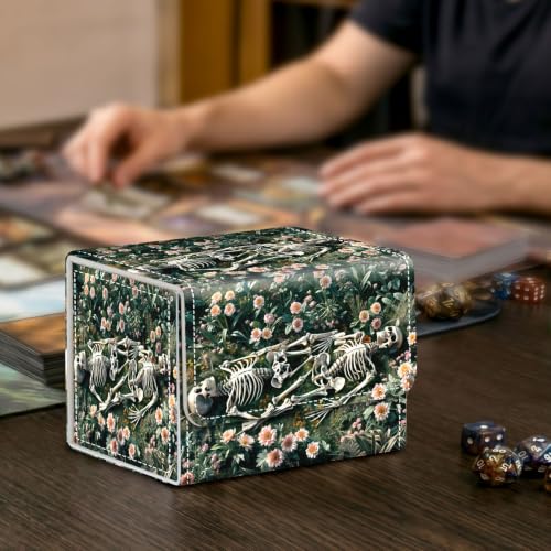 Card Deck Box for MTG Trading Cards with Magnetic Closure,Premium Card Storage Box Case Cover for TCG CCG Magic Cards,Skeleton Grassland - color: Skeleton Grassland
