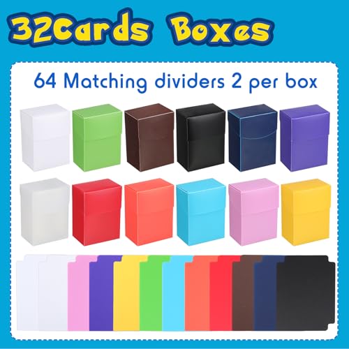 Leyndo 24 Pack TCG Cards Deck Boxes Trading Card Storage Box, Large Capacity with Dividers, Fits 80+ Cards Collectible Games Storage Organizer Cases, Colorful