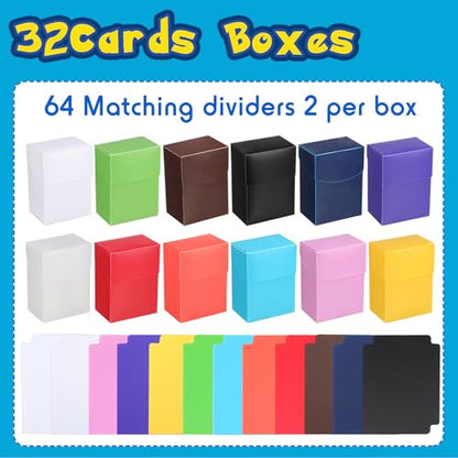 Leyndo 24 Pack TCG Cards Deck Boxes Trading Card Storage Box, Large Capacity with Dividers, Fits 80+ Cards Collectible Games Storage Organizer Cases, Colorful