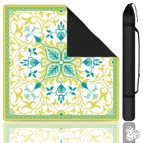 Elegant Mahjong Mat for Table, 31.5*31.5in Anti Slip Mahjong Table Cloth, Noise Reduction, Neoprene Mah jongg Mat with Carrying Bag & 3 Dices, Poker Board Tile Games Mats, William Morries's Vine - color: Green05