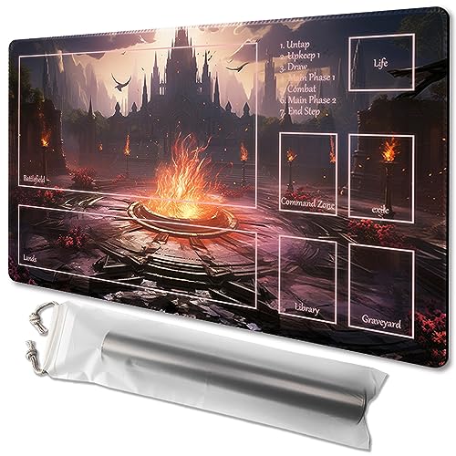 MTG Playmat Size 24x14in Free Storage Bags Non-Slip Backing Printing, Ideal for Card Game Enthusiasts TCG Playmat (Celestia,with Zone) - color: Celestia-with Zone