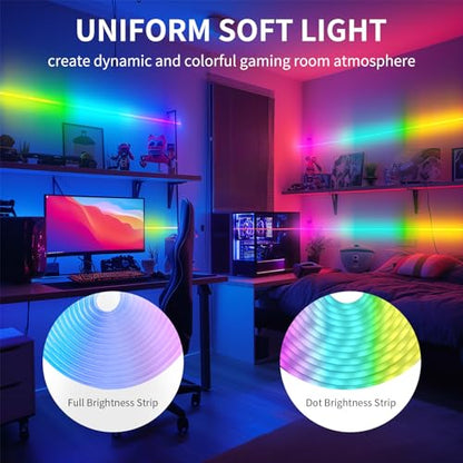 52FT LED Neon RGB+IC Lights IP65 Waterproof Outdoor Lights 2 Rolls | RF Remote & APP Control, Music Sync,DIY Design, 24V LED Strip Lights for Gaming Livingroom Wall Christmas Decor - size: Neon-RGB+IC-52ft