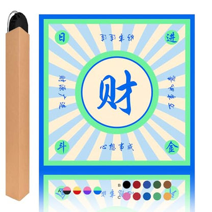 Mahjong Mat, Mahjong Table Mat for Tile Game, 31.5 in x 31.5 in Anti Slip and Noise Reduction Table Cover for Poker Card Board and Dominoes(Blue Green) - color: A-blue Green