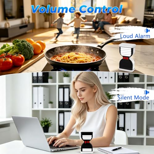 Digital Hourglass Timer, Sand Timer Rechargeable Visual Pomodoro Timers with On/Off Alarm Volume & LED Display, Desk Flip Timer for Study,Work, Kitchen (White) - color: White