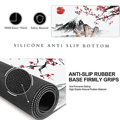 Japan Traditional Sumi-e Painting Extended Gaming Mouse Pad Large Desk Mat with Non-Slip Rubber Base and Stitched Edges,Keyboard Mouse Mat Desk Pad for Work,Game,Office,Home 35.4 * 15.7 Inch - color: Japan Traditional Sumi-e Painting