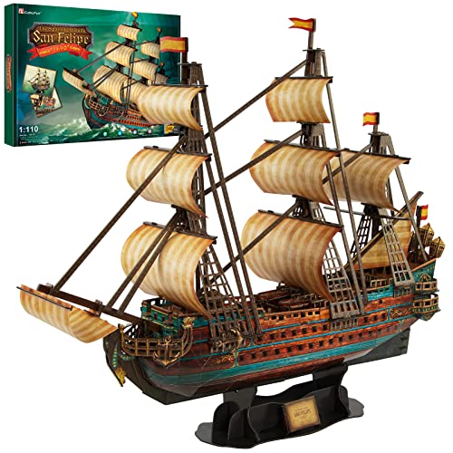 CubicFun 3D Puzzle Spain Puzzle Gift Boat Boat Model San Felipe 248 Pieces | Puzzle gift, boat model - style: Ship of San Felipe