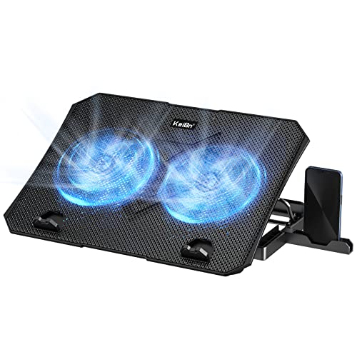 KeiBn Laptop Cooling Pad, Gaming Laptop Cooler 2 Fans for 10-15.6 Inch Laptops, 5 Height Stands, 2 USB Ports (S039) - color: Blue