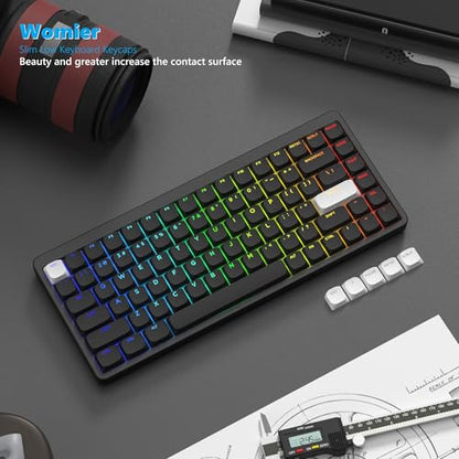 Womier Low Profile Keycaps for Mechanical Keyboard, Shine Through Keycaps | PBT Black Custom Key caps 60% 65% 75% 96% 100% for Cherry Gateron MX Switches, Black Backlight - color: Black