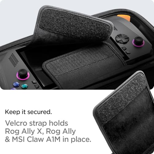 Spigen Rugged Armor Pro Hard Shell Carrying Case | ROG Xbox Ally X, Nintendo Switch 2, MSI Claw 7 AI+, ASUS ROG Ally, Accessory Pockets, Charger Storage - Black - color: Black