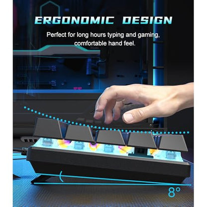 Gaming Keyboard Full Size LED Backlit Quiet Computer Keyboard 61 Key Corded Keyboard For PC Desktop Office Gaming