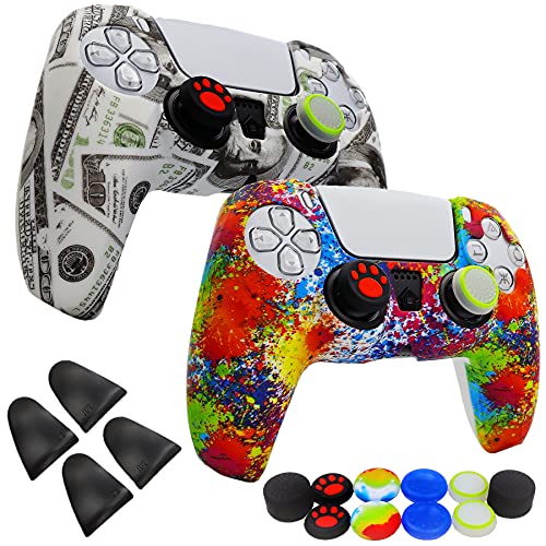 Silicone Skin for Ps5 Controller, 2pcs Anti-Slip Shell Cover Case with 10 Joystick Grips, 2 Pairs L2 R2 for Playsation 5 Controller Wireless Gamepad - color: PS5 controller #5