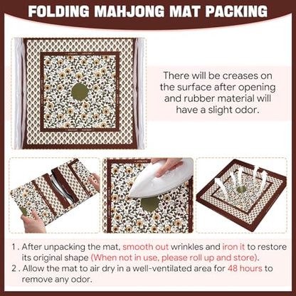 Drydiet Mahjong Mat for Table 31.5 x 31.5 Inch American Mahjong Mat with Carrying Bag, Non-Slip Noise Reduction Table Item for Family Poker Domino Board Game Night & Party Use(Block Print Saffron) - style: Autumn Saffron