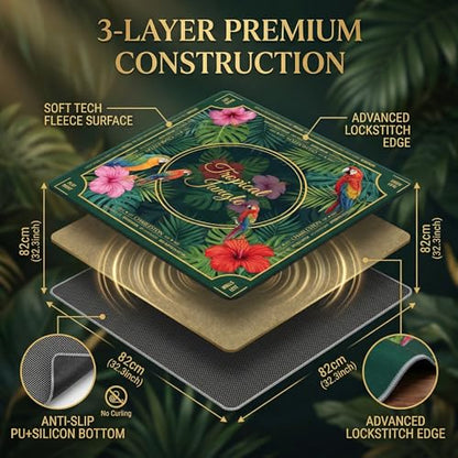 Mahjong Mat for Table - 32.3 Inch Waterproof & Non-Slip PU Velvet Surface, Lightweight No Crease No Odor Design for Noise Reduction,Includes Printed Rules (Jungle) - color: Jupical