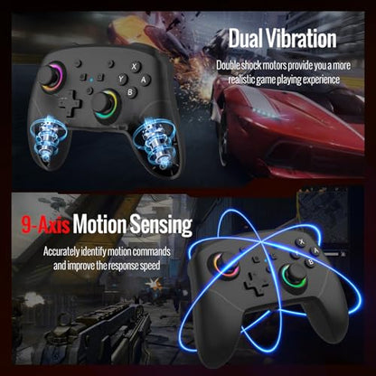 BETMI Wireless Pro Controller for Switch 2 (Black) | with 9-Axis Sensor/C Button/Hall Effect Joysticks/Macro/Wake-up/Stereo Jack/RGB LED Light/Dual Vibration