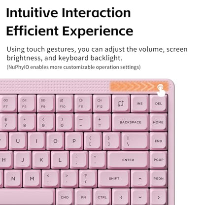 NuPhy Node75 Wireless Mechanical Keyboard, 75% Hot Swappable Custom Low Profile Keyboard, 84 Keys Computer Gaming Keyboards, Supports Touch Gestures, PBT Keycaps, RGB Backlit, Bluetooth/2.4GHz/USB-C - color: Pink, size: Low-Profile Brown Nano Switch