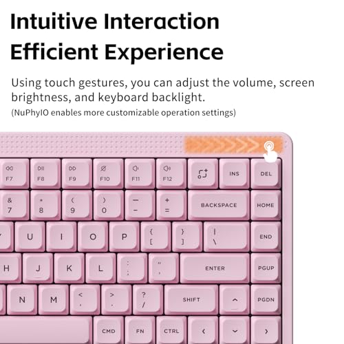 NuPhy Node75 Wireless Mechanical Keyboard, 75% Hot Swappable Custom Low Profile Keyboard, 84 Keys Computer Gaming Keyboards, Supports Touch Gestures, PBT Keycaps, RGB Backlit, Bluetooth/2.4GHz/USB-C - color: Pink, size: Low-Profile Red Nano Switch