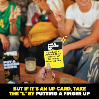 Put A Finger Down Party Card Game for Groups and Game Night | Party gameplay, Conversation starter, Group activity, Quick setup, Ages 14+, Social game night