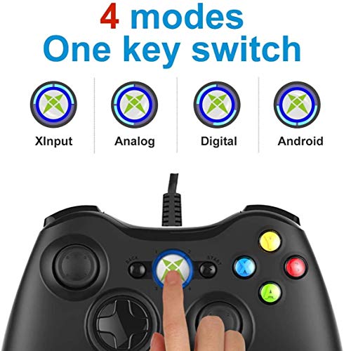 NBCP Game Controller for Xbox 360: Wired Xbox 360 Controller for PC Windows 11/10/8/7 - Upgraded Gamepad with Dual Vibration Feedback and 60-inch Flexible Cord, Black