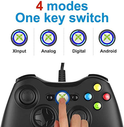 NBCP Game Controller for Xbox 360: Wired Xbox 360 Controller for PC Windows 11/10/8/7 - Upgraded Gamepad with Dual Vibration Feedback and 60-inch Flexible Cord, Black