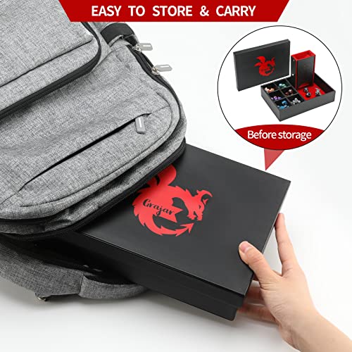 Grajar DND Dice Tray and Tower: Portable Dice Storage with Lid for Dungeons and Dragons, D&D, RPG, MTG & Table Games (Red) - color: Red