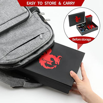 Grajar DND Dice Tray and Tower: Portable Dice Storage with Lid for Dungeons and Dragons, D&D, RPG, MTG & Table Games (Red) - color: Red