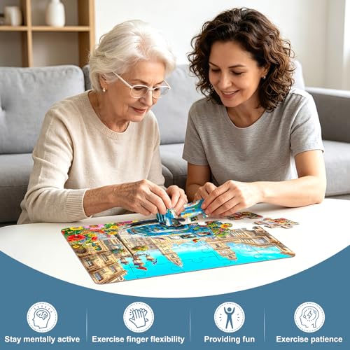 6 Pack 25 Piece Large Piece Puzzles for Seniors with Dementia & Alzheimer's Puzzles | Memory Care Games for Elderly Adults | Easy Grip Cognitive Activities in Nursing Home