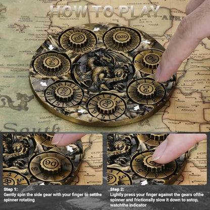 Spinner DND Dice,Metal D&D Dice Set with Gift Box for Role Playing Games | Ideal Present For Gamers DM,Solid Metal Material, Heavy Hand Feel, Wear-Resistant And Long Service Life,Ancient Gold - color: Ancient Gold