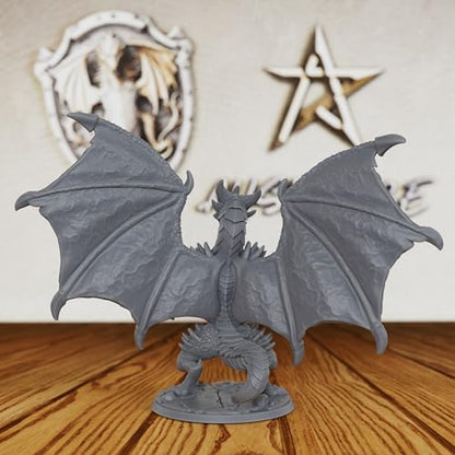 Tabletop Unpainted Miniatures for TTRPG - 28mm Scale Fantasy Winged Drake Minis Figurine for Dungeon Masters & Miniature Game, RPG Accessory Figure - 6.2cm Flimtrax Dragon Mini (AS429)