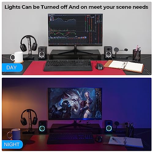 OROW Computer Speakers,USB Powered Desktop Speakers with 6 Lights Modes,Bluetooth 5.0&3.5mm AUX Speaker,RGB Gaming Speakers for PC/Monitor(Black)