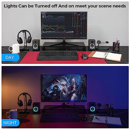 OROW Computer Speakers,USB Powered Desktop Speakers with 6 Lights Modes,Bluetooth 5.0&3.5mm AUX Speaker,RGB Gaming Speakers for PC/Monitor(Black)