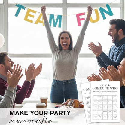 Find Someone Who Bingo Cards, 25 Unique Sheets, Team Building Games for Work, Icebreaker Fun, Engaging Office Games, Team Building Activity for Employees and Groups