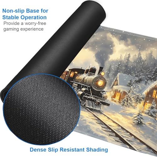for MTG Game Playmat - 24 x 14 inches with Dices and Storage Bags, Non-Slip Base for TCG and Board Game Card Mats, Trading Card Games Mat, Train in The Snow Pattern Collectible Card Playmats - color: Jv-playmat-p7-1-h228
