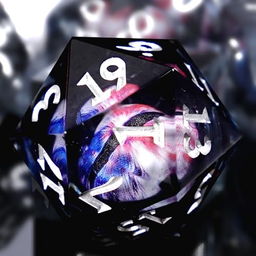 DND Dice Set Dungeons and Dragons Dice, 7 Piece Liquid Core Eye Dice Set D&D Dungeons and Dragons Sharp Edge Resin Dice with Gift Box, Polyhedral Role Playing RPG Dice D20 D12 D10 D8