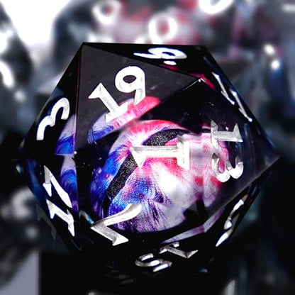 DND Dice Set Dungeons and Dragons Dice, 7 Piece Liquid Core Eye Dice Set D&D Dungeons and Dragons Sharp Edge Resin Dice with Gift Box, Polyhedral Role Playing RPG Dice D20 D12 D10 D8