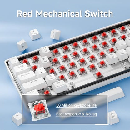 KEMOVE K61SE Gaming Mechanical Keyboard, 60 Percent Wired RGB Backlit N-Key Rollover Compact Mini 61 Keys Keyboard for PC Laptop, Red Switch - color: White-RGB, size: Red Switch