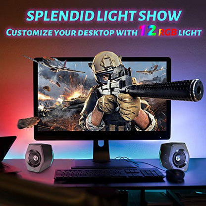 Edifier G2000 32W PC Gaming Computer Speakers for Laptop Mac Desktop Computer Woofer Speakers Bluetooth USB 3.5mm AUX Inputs RGB Lights Multimedia Speakers Black - color: Black