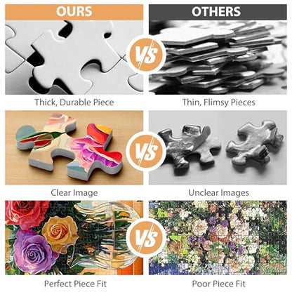 500 Piece Puzzles for Adults, Flower Jigsaw Puzzle 500 Piece for Adults Kids Seniors, Recycled Cardboard Large Piece Puzzle 500, Family Puzzles Great Gift for Mom Dad Family Friends 20.5 x 15 in - style: Flower Puzzle