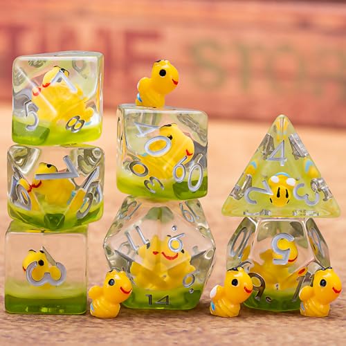 D&D Bee Dice Set, Honeybee Resin Polyhedral Dice for Dungeons and Dragons, RPG, MTG DND 7-DIE (D4, D6, D8, D10, D12, D20, D%) for Ages 15 and Up - color: Bee