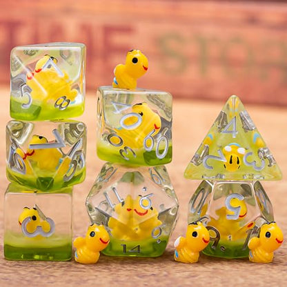 D&D Bee Dice Set, Honeybee Resin Polyhedral Dice for Dungeons and Dragons, RPG, MTG DND 7-DIE (D4, D6, D8, D10, D12, D20, D%) for Ages 15 and Up - color: Bee