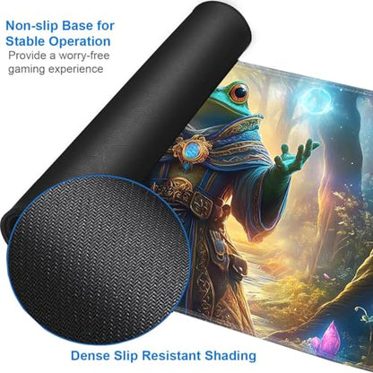 for MTG Game Playmat - 24 x 14 inches with Dices and Storage Bags, Non-Slip Base for TCG and Board Game Card Mats, Trading Card Games Mat, Frog Wizard Pattern Collectible Card Playmats - color: Jv-playmat-p7-1-d106